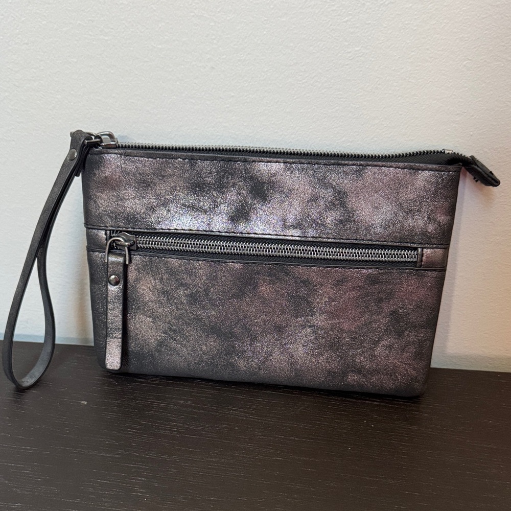 Maurices Black and Silver Wristlet Clutch